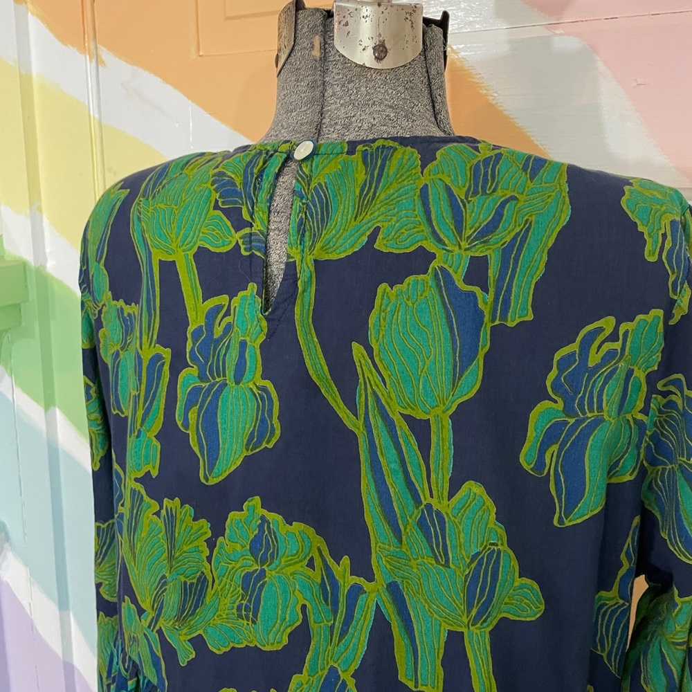 Ro's Garden Rene Tiered Navy Tulip Floral Cotton Anthropologie Dress - Sz M ๐งก๐ - Picture 9 of 14